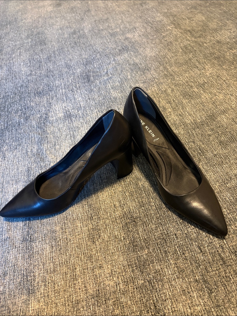 Anne Klein Black Pointed Toe Block Heel Pumps
